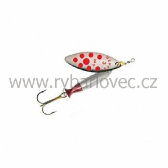 Mepps aglia longheavy-stříbrná-červ.tečky 1+/12g